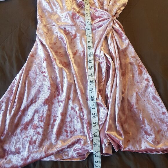 Miami Wrap Dress Small Off Shoulder Velvet Romantic Y2K 90s Festival Party - Picture 15 of 15